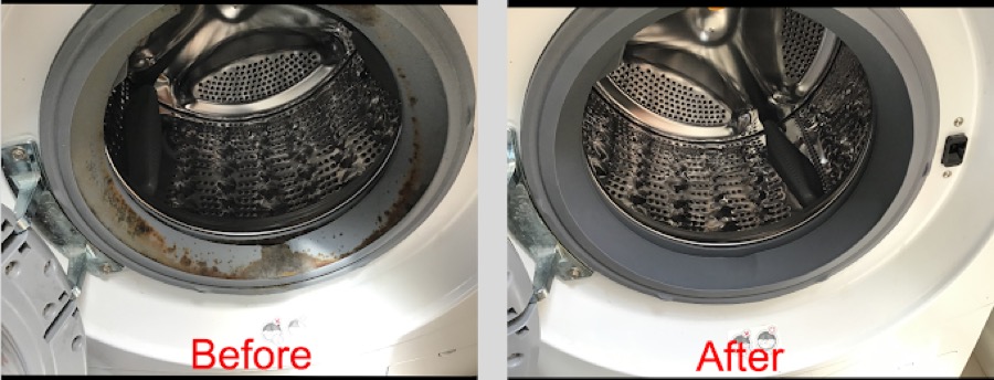Dryer drum deep-clean — before and after