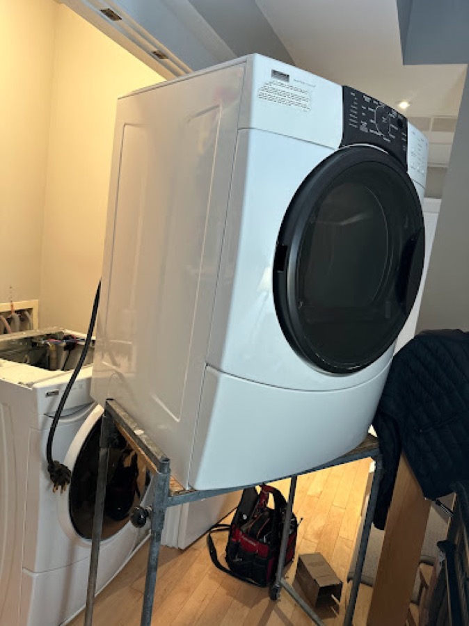 Stacked washer and dryer installation