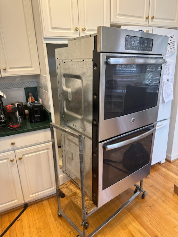Wall oven installation in progress