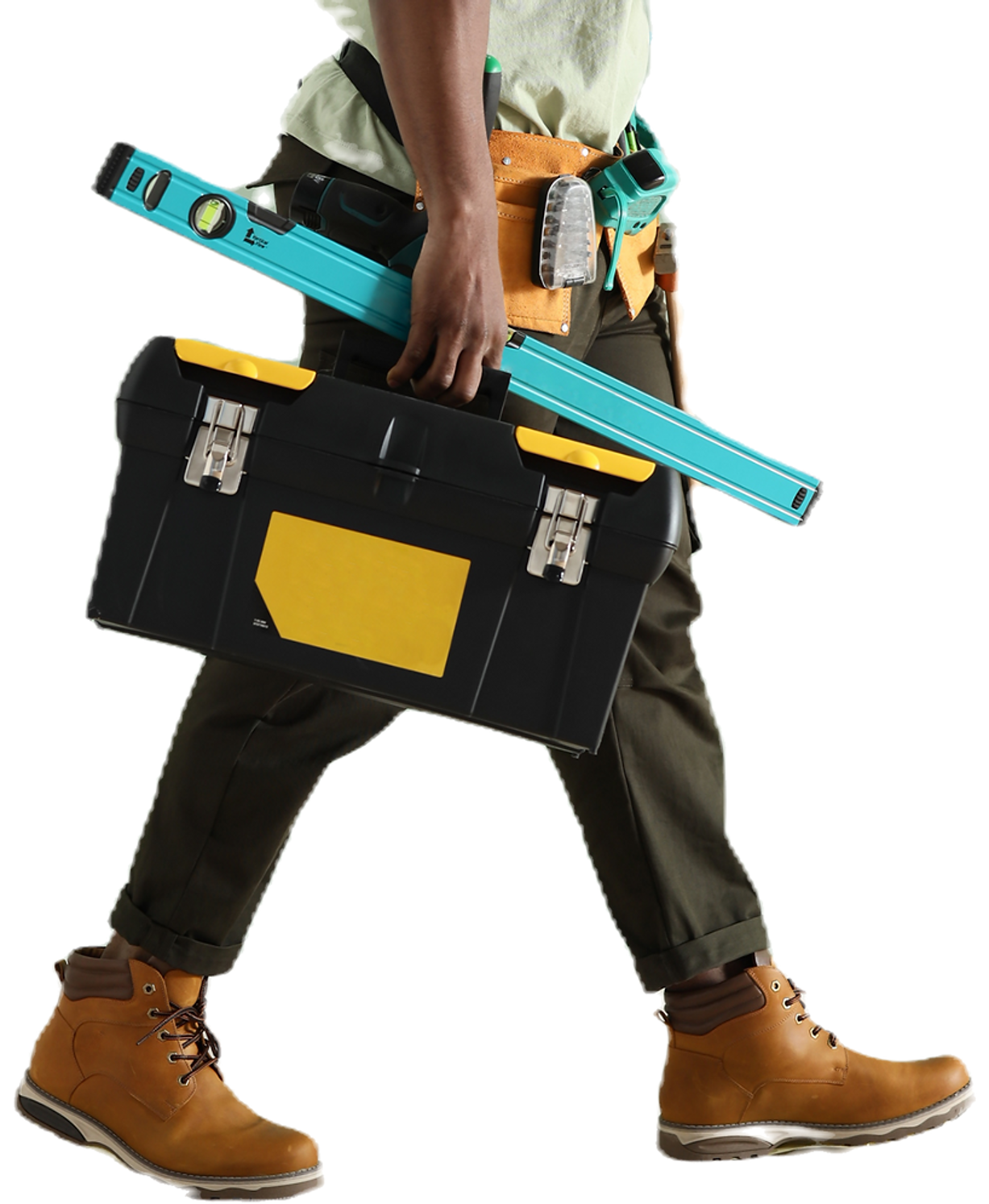 A technician carrying his tools